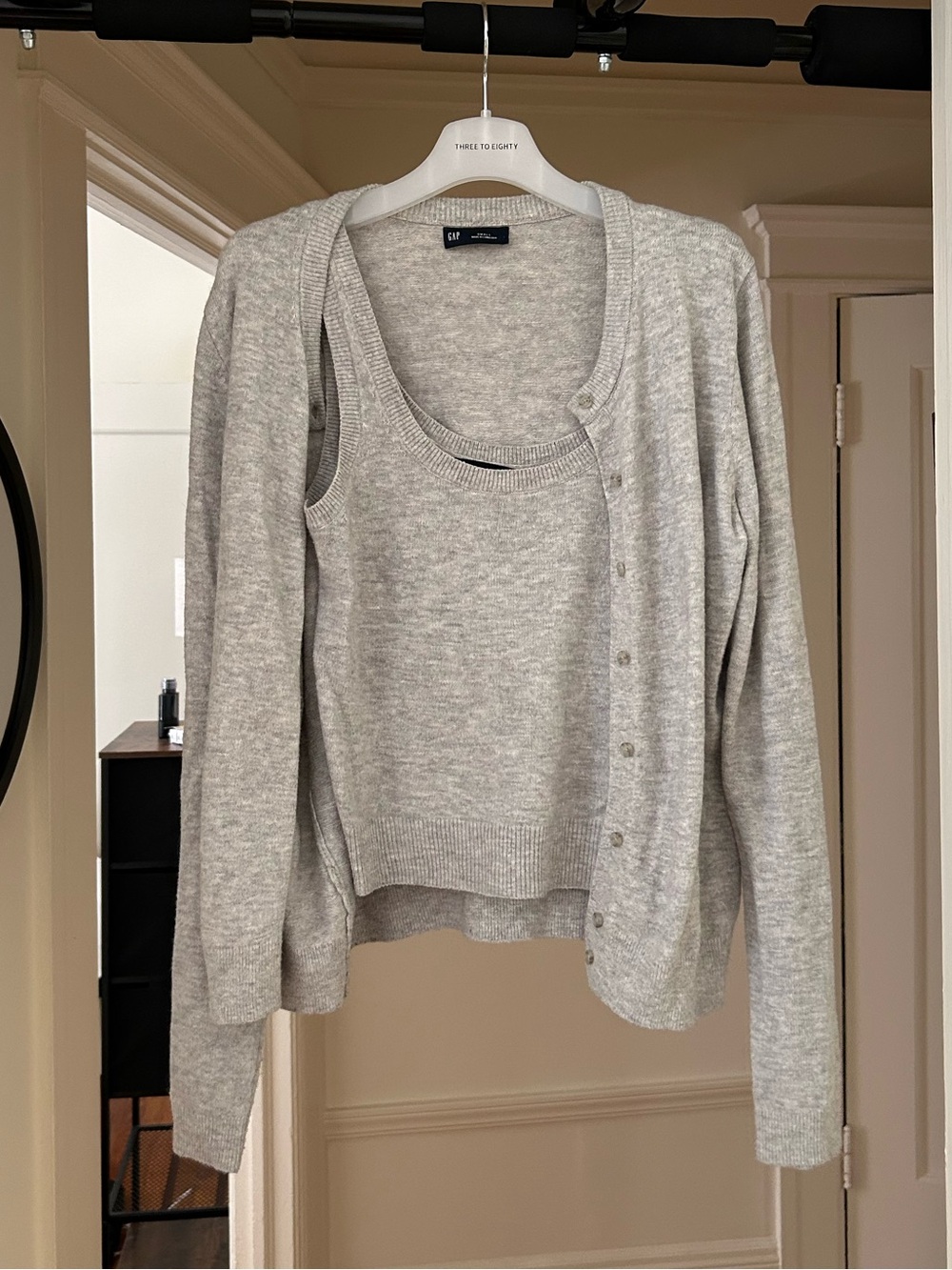 GAP Light Gray Two-Piece Sweater Set — Tank & Cardigan
